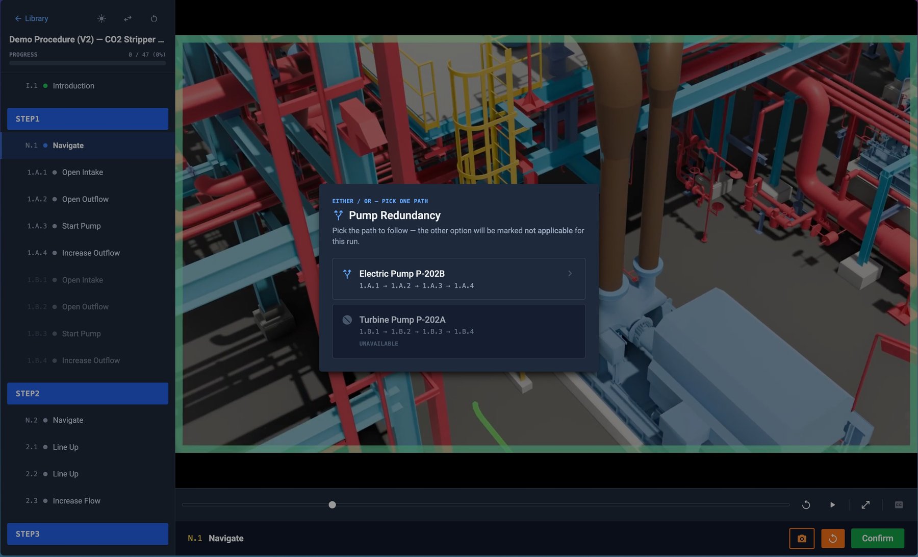 The OpeNimation player at a decision point